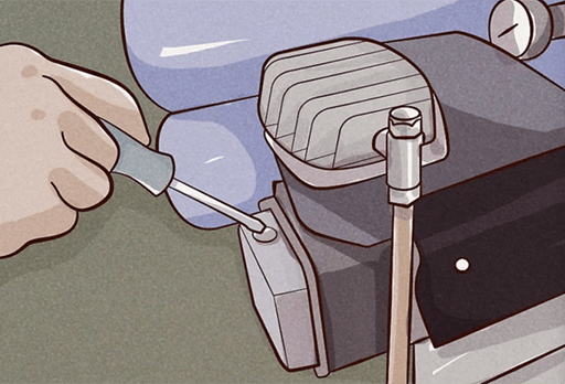 A diagram about checking the pump oil level